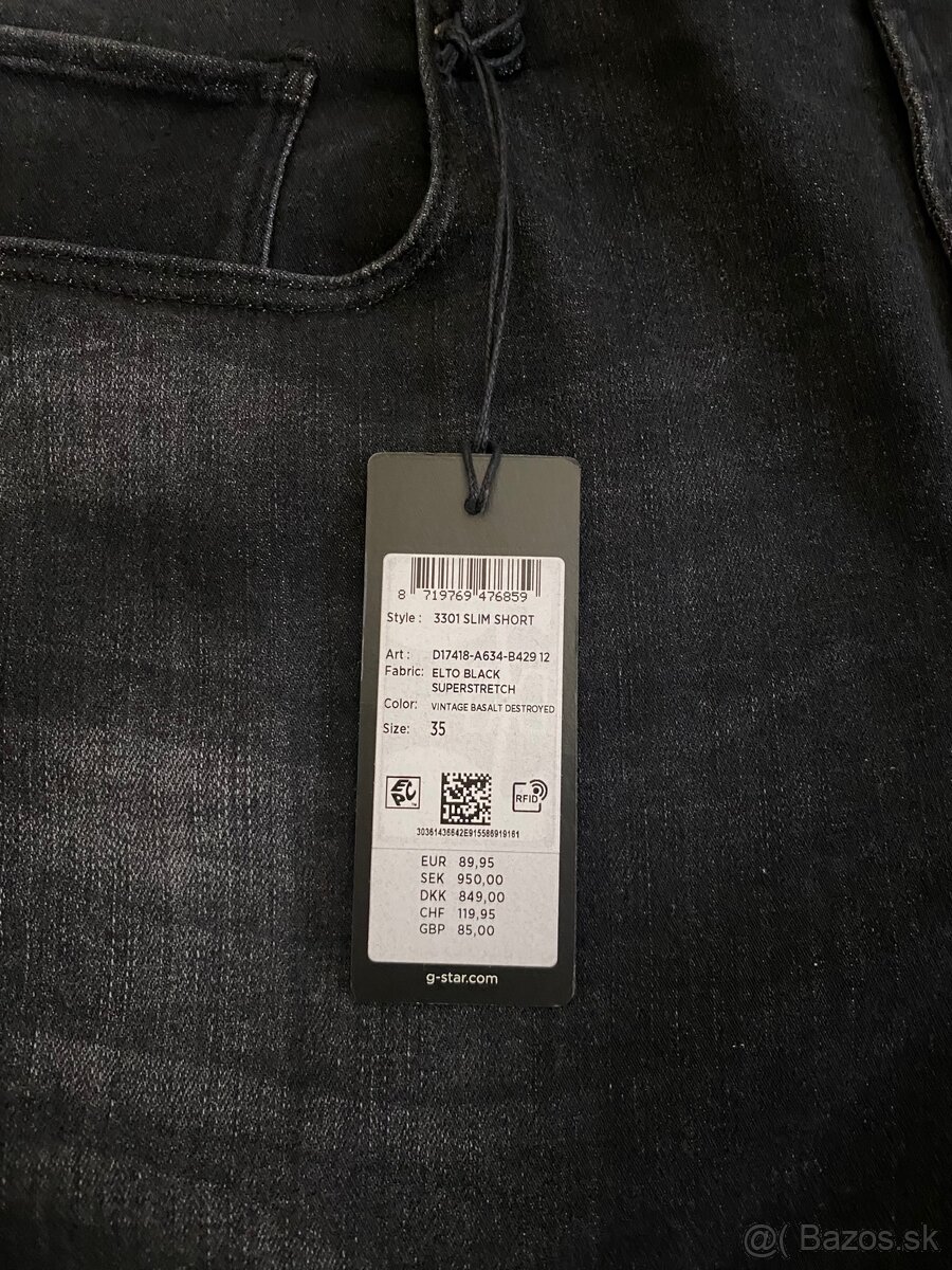 panske riflove sortky, kratasy G-STAR RAW velkost W35 - 11