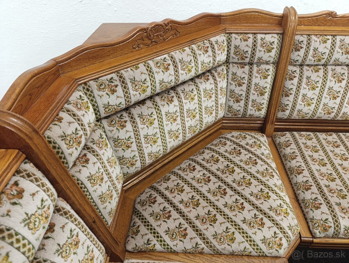 Rustikální jídelní kout, rohová lavice, stůl, křesla, židle - 11