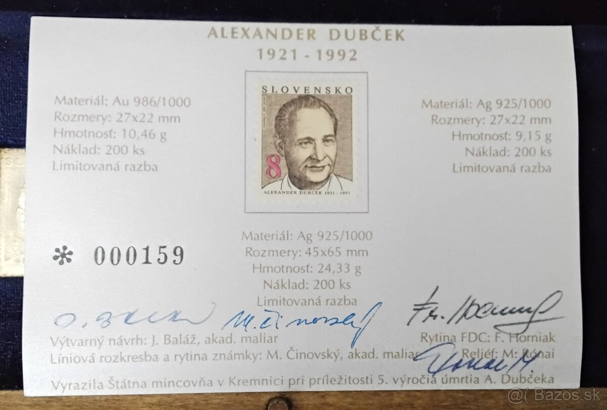 Plaketa a znamka , striebro AG, Dubček - 11