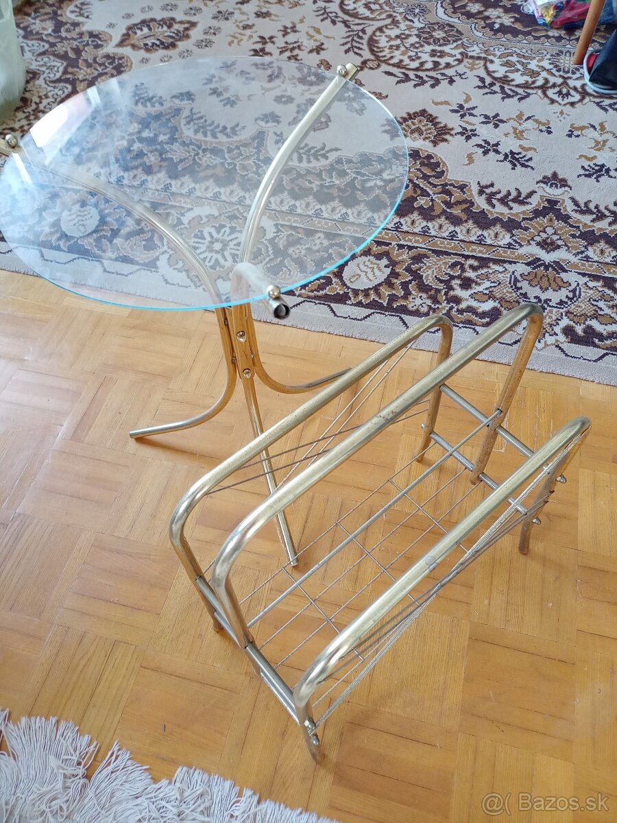 Retro knižnica, servírovací stolík, sedacia súprava - 11