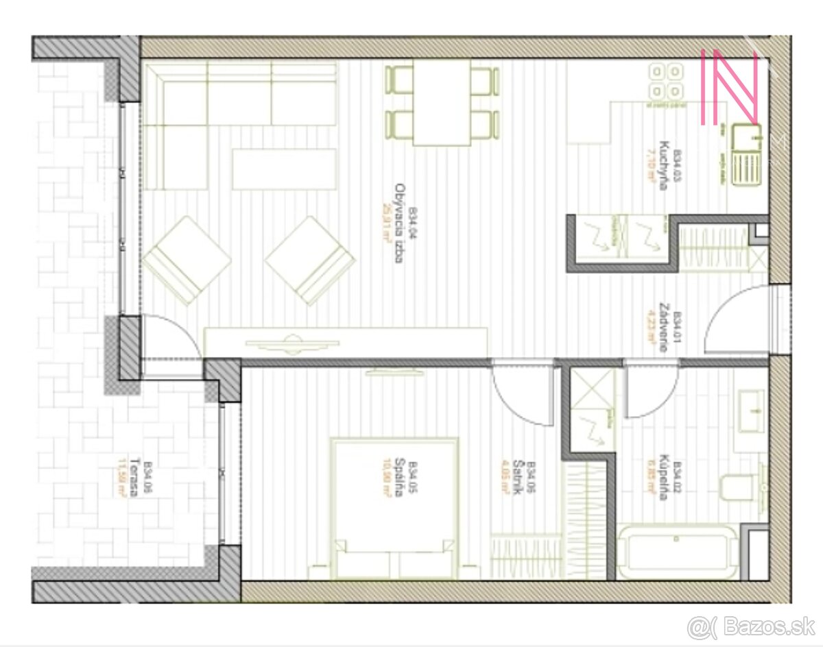 Na predaj 2 izbový byt s terasou v modernej novostavbe, Gala - 11