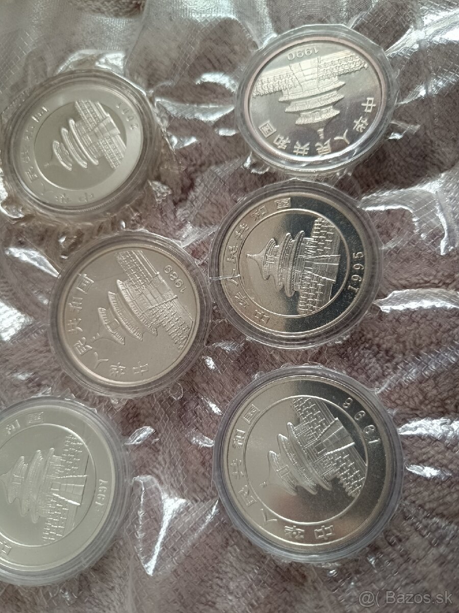 Čínska panda 10 Yuan od r. 1989. Strieborné mince. 1 oz. - 11