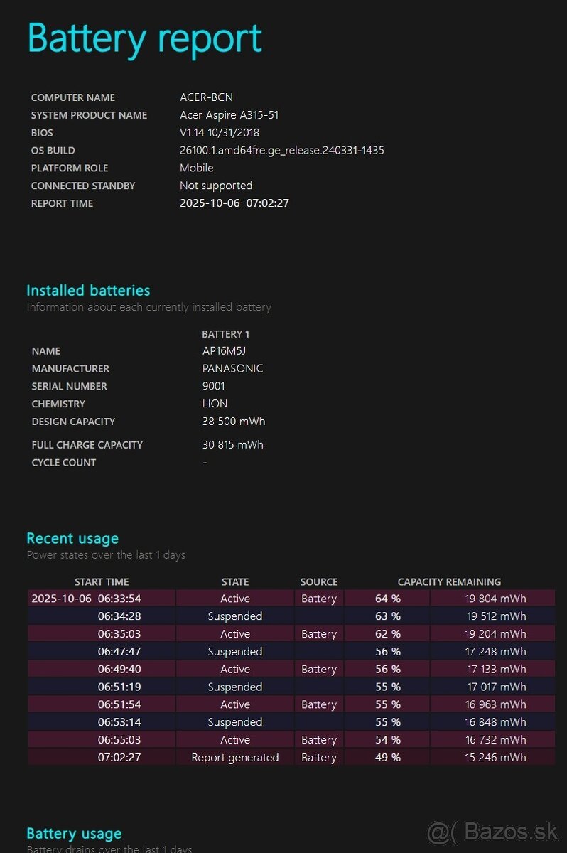 Acer Aspire A315-51, I5-7200U 3,1Ghz, 20GB Ram , 500GB SSD - 11