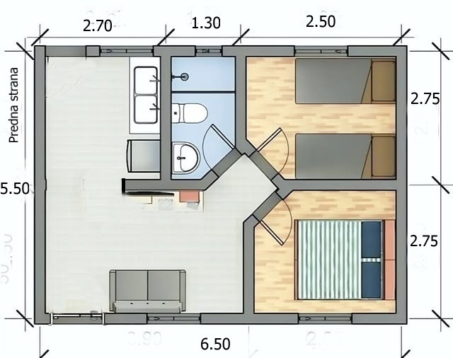Modulový dom, mobilný domček, chata... 5.5mx6.5m - 11
