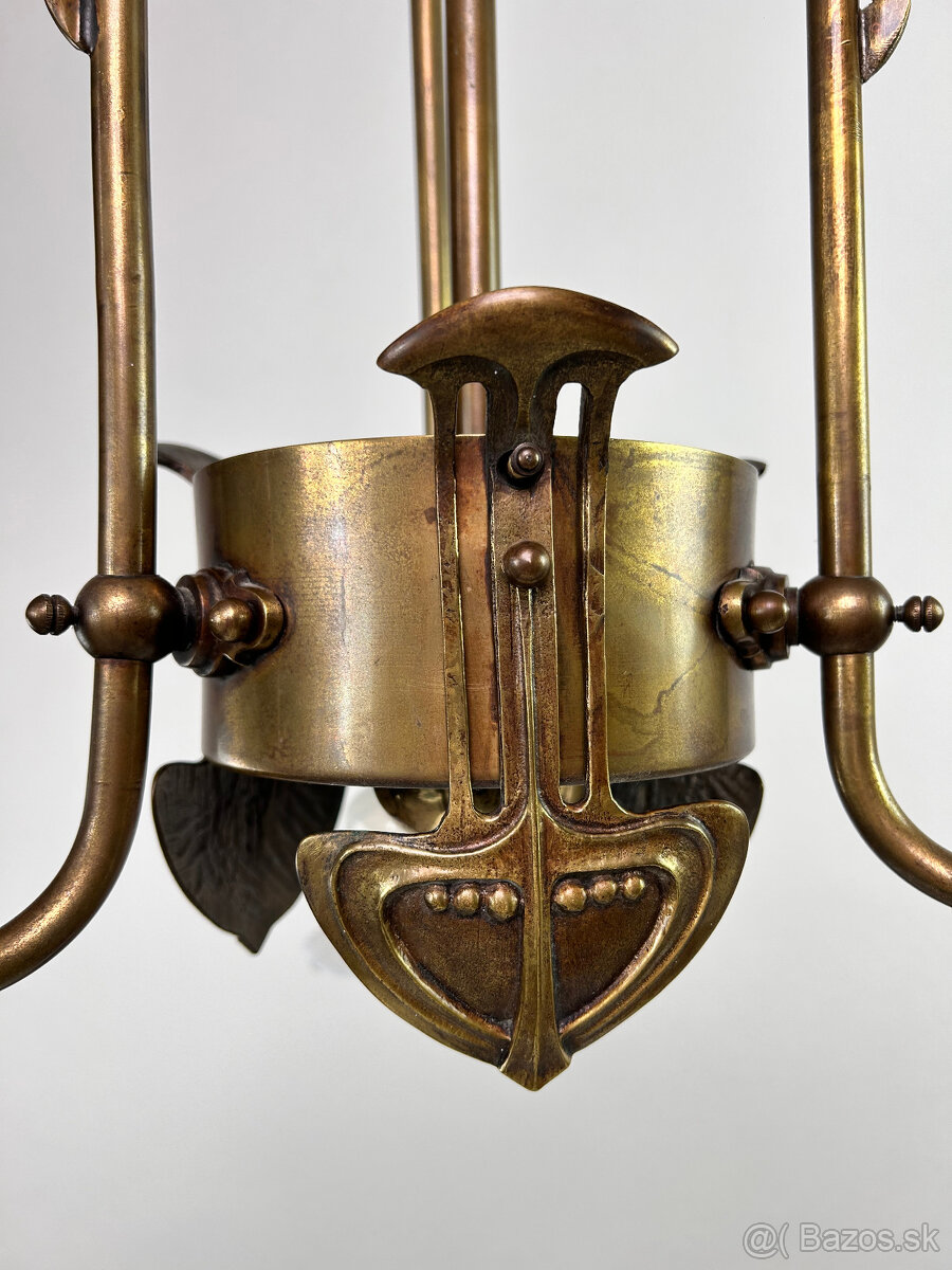 Secesný luster +3 nástenné lampy - 11