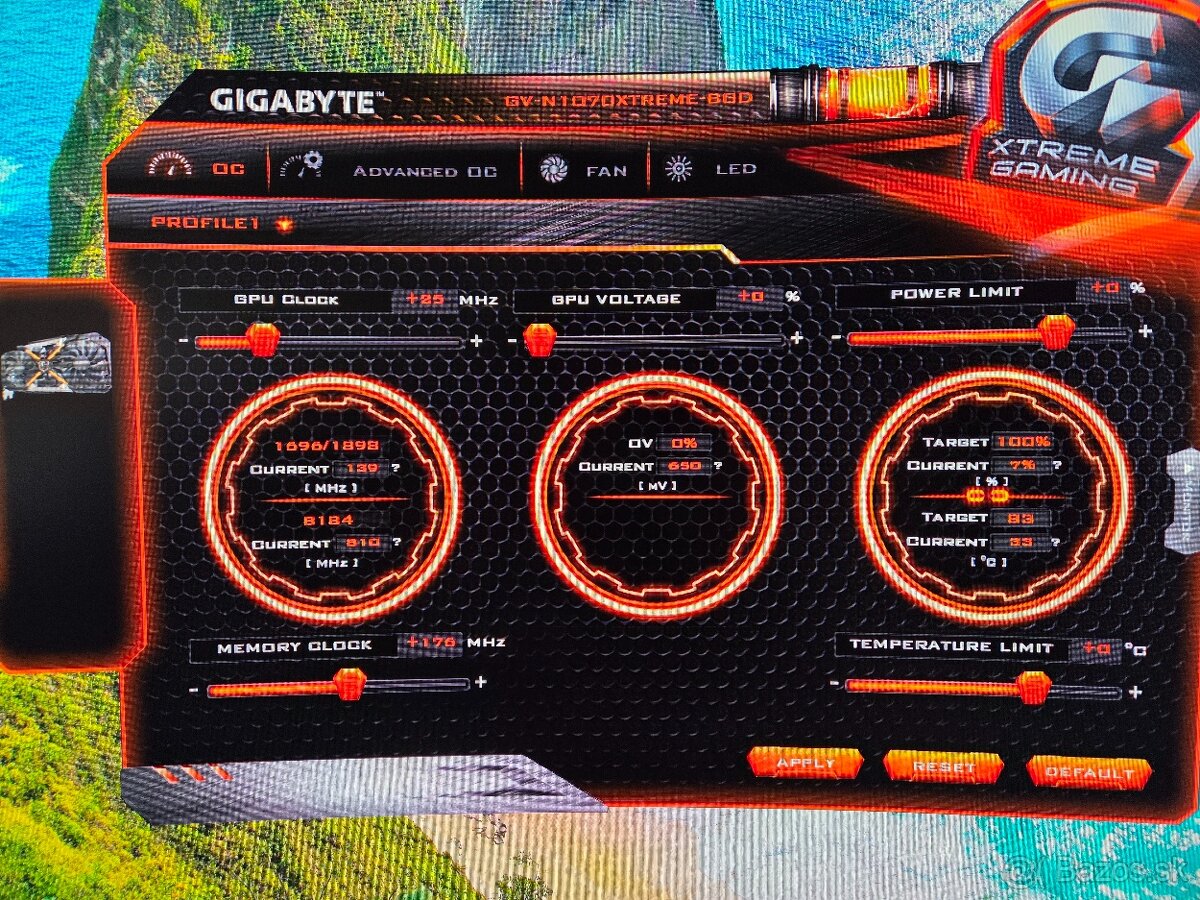 Predám hernú grafickú kartu GIGABYTE GeForce GTX 1070 Xtreme - 11