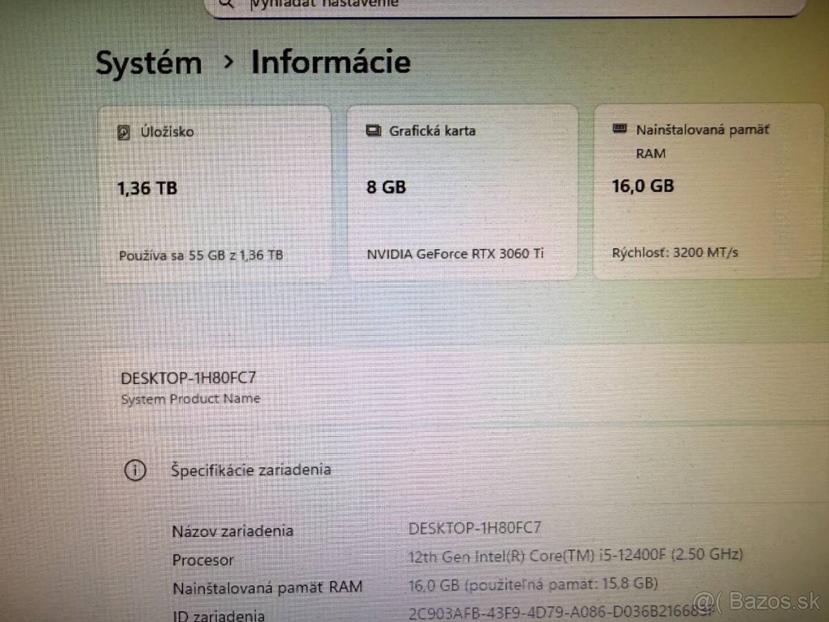 Herný počítač i5-12400F / RTX 3060 Ti / 16GB / 500GB SSD - 11