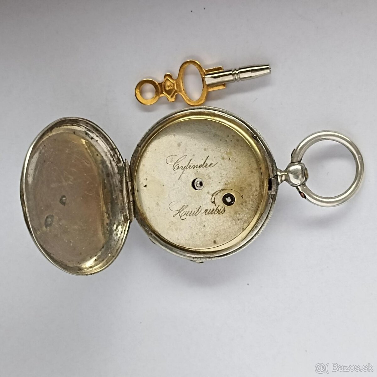Starožitné STŘÍBRNÉ kapesní hodinky na klíček - klíčovky - 11