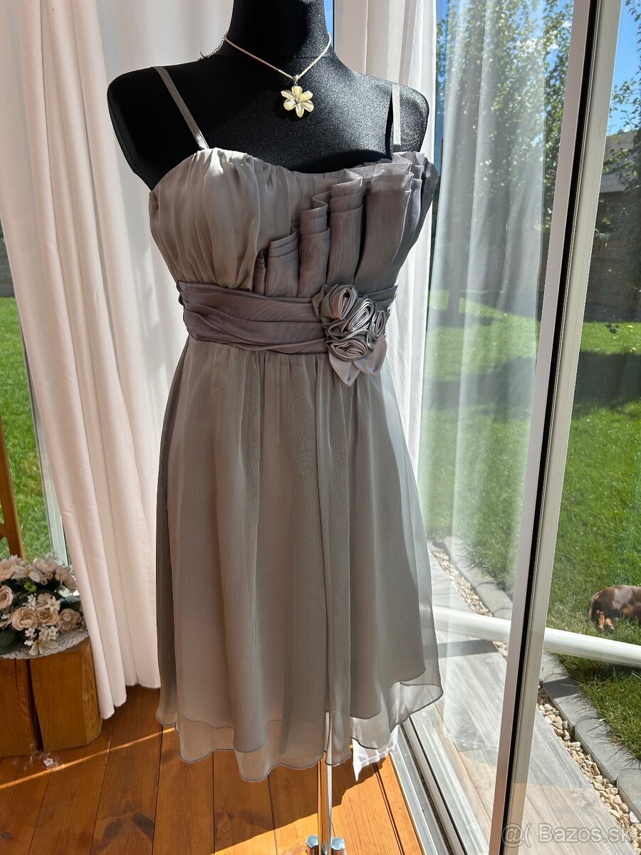 Predám sivé spoločenské šaty - 11