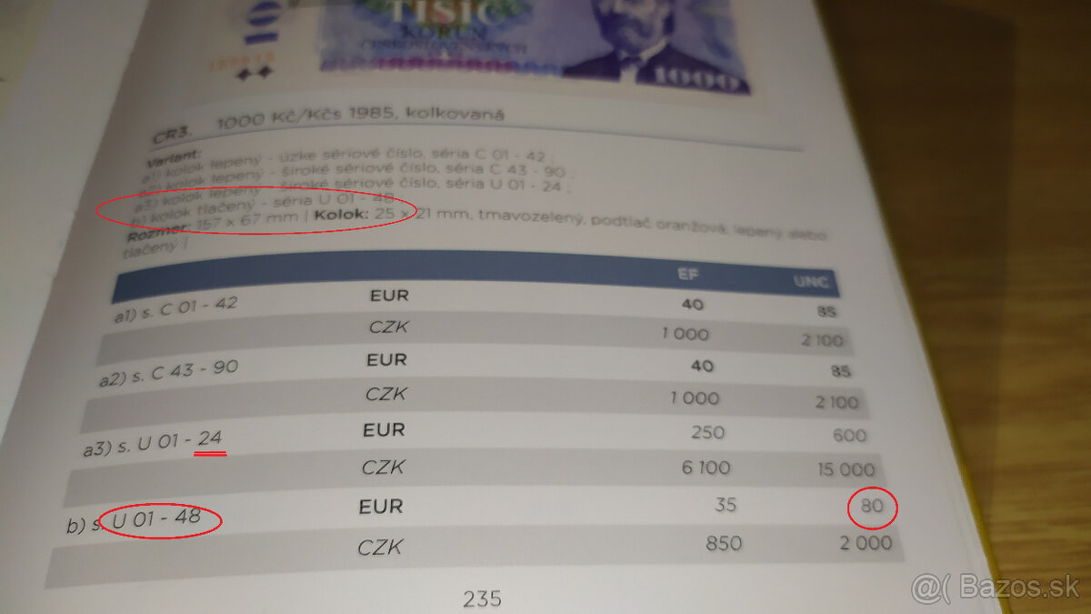 Bankovky 1000 Kčs UNC, aj posledné číslo C42 varianty a) - 11