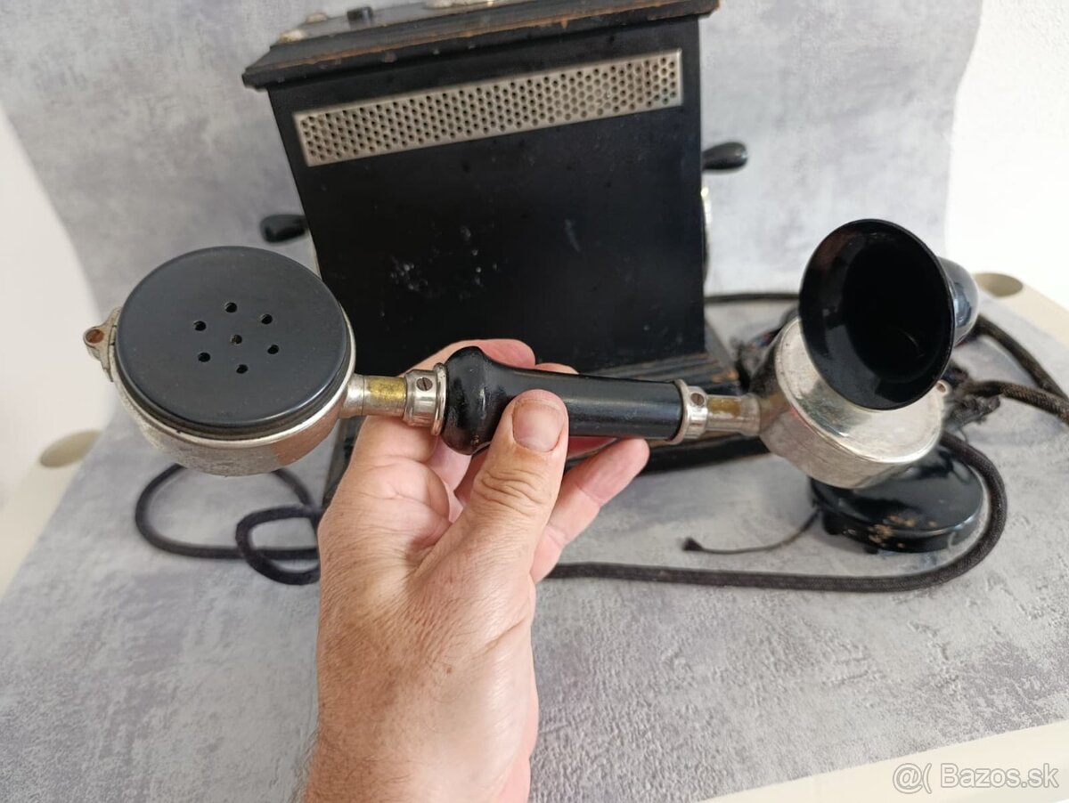 Starožitný švédský dvouklikový telefon z roku 1920-30 - 11