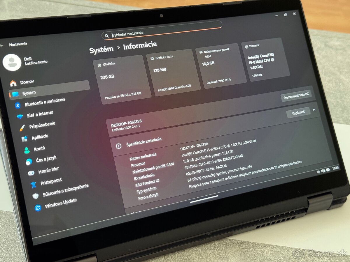 Dotykový Dell Latitude 5300 2v1 – i5/16GB/256SSD - 11