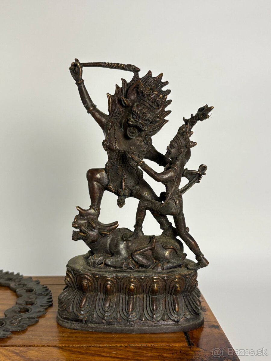 Starožitná bronzová soška Yamantaka (Tibet) - 11