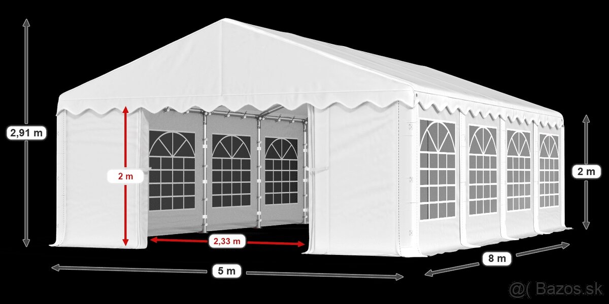 Pevný záhradný stan 5x8m - 11