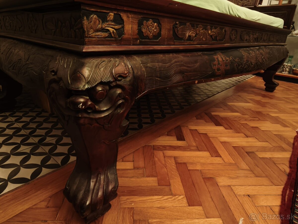 Unikátna starožitná čínska posteľ - 11