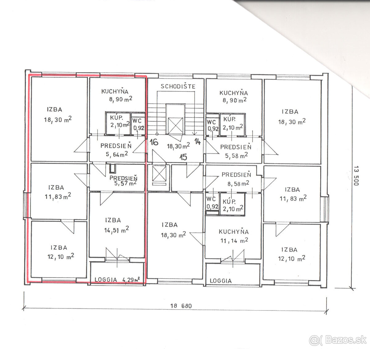 S vlastným kúrením, 4-izbový byt s loggiou na predaj, SNV - 11