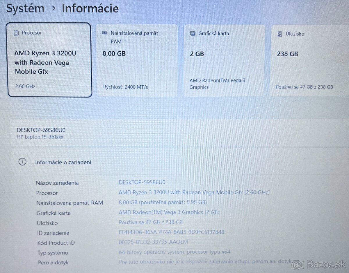 HP / Ryzen 3 / 2GB VEGA / Full HD / batéria 89% - 11