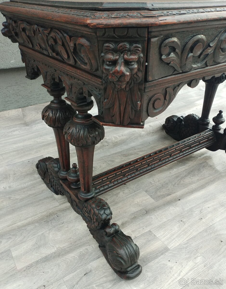 Stôl starožitný neorenesančný. - 11