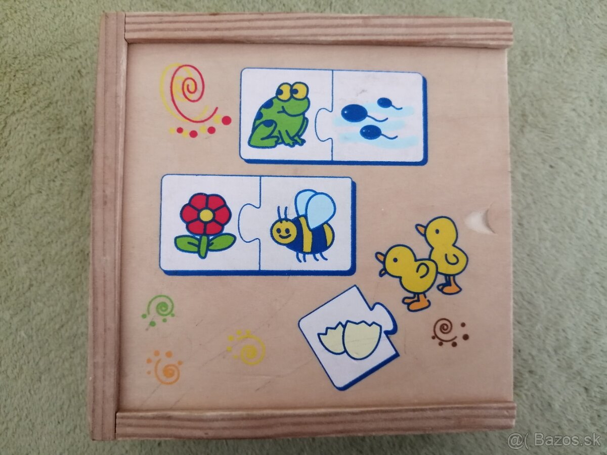 Drevené pexeso a 2 dielne puzzle v krabičke - 11