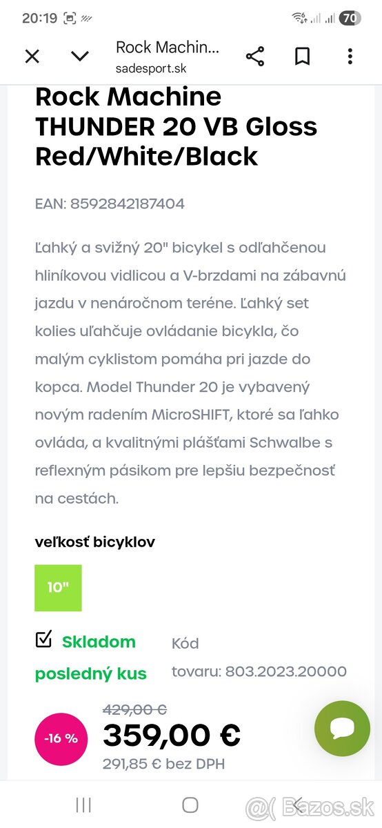 Predám detský bicykel 20kola Rock Machine - 11