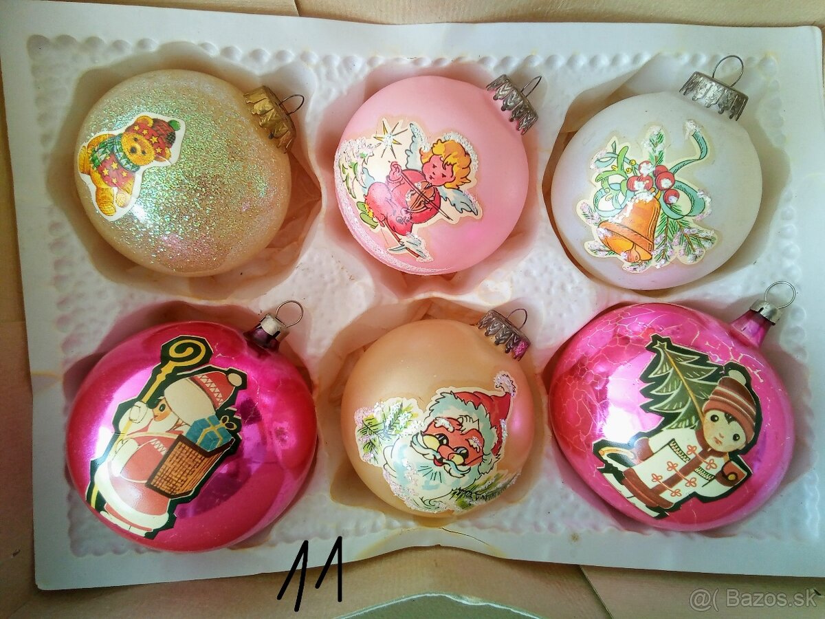 Staré, vánoční ozdoby, špičky, baňky - vianočné ozdoby - 11