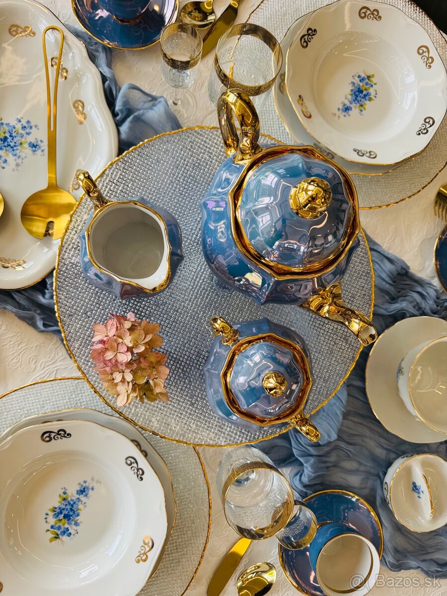 AKCIA Retro vitrínová obedová súprava s nezábudkami - 11