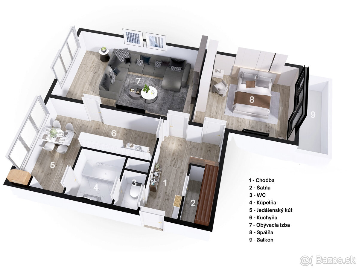 BOSEN | 2 izbový byt s loggiou v centre Fiľakova, 65m2 - 11