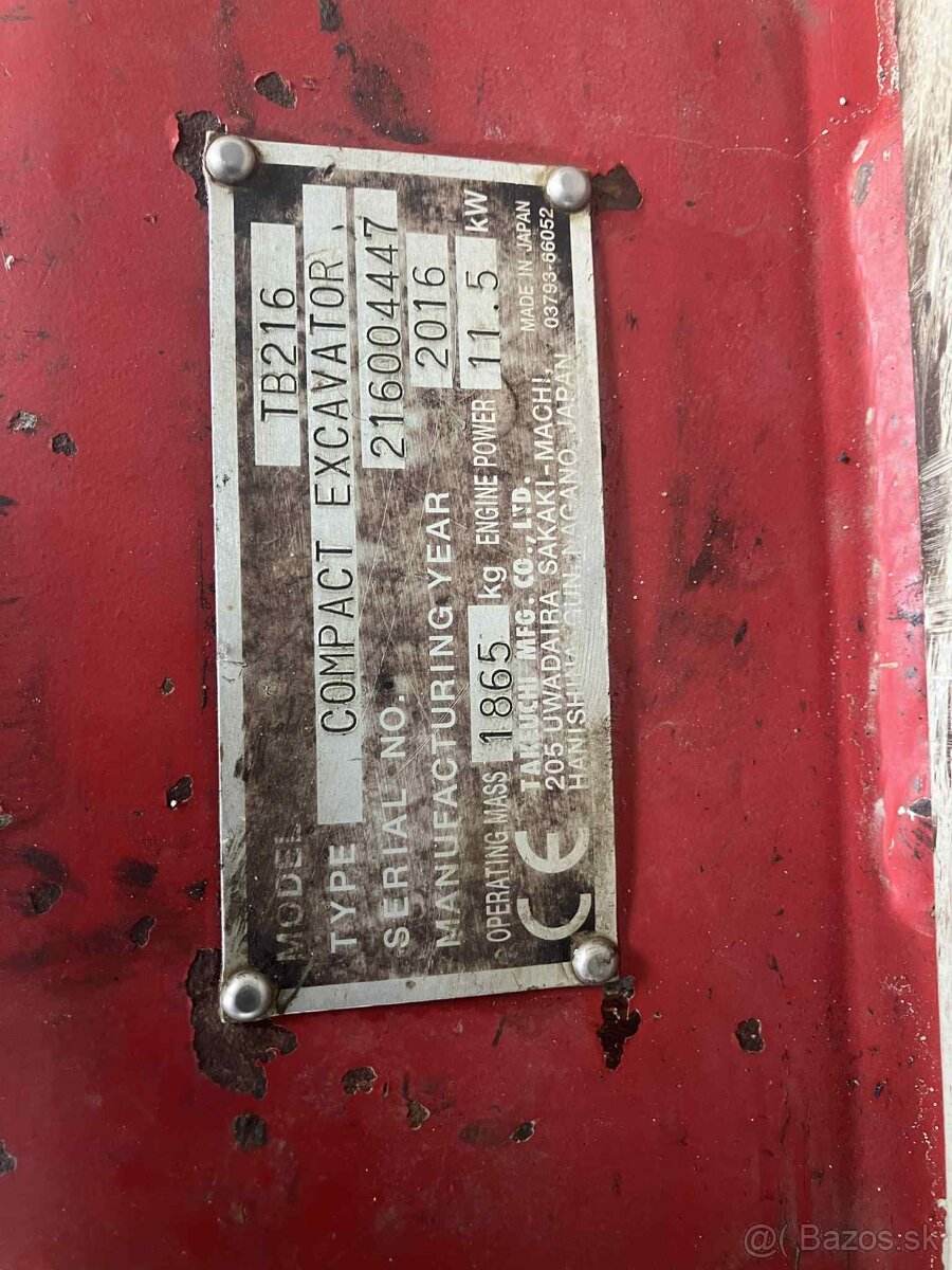Takeuchi TB216 V4 najvyššia výbava naklapacia hlavica - 11