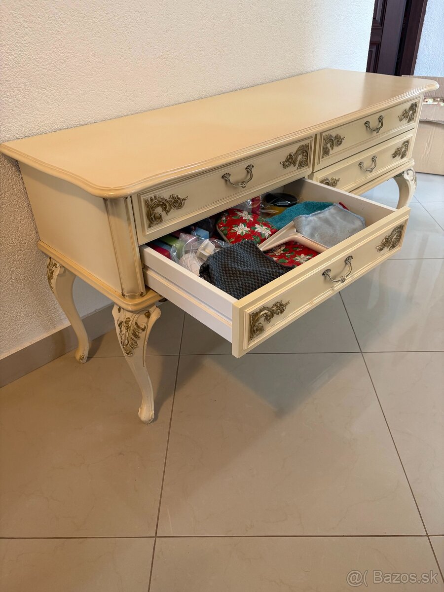 3 komody v rokoko štýle, krémovo-zlaté - 11