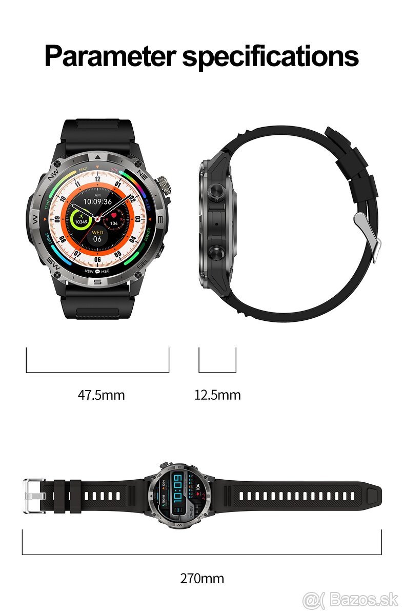 VWAR Taktické GPS profesionálne smartwatch - 11