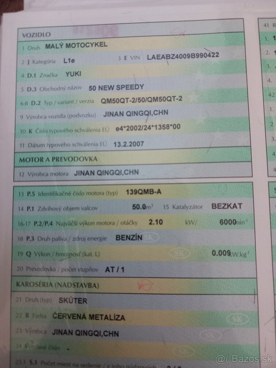 yuki 50 new speedy 78ccm kit na špz.. stav- sadnúť a jazdiť - 11