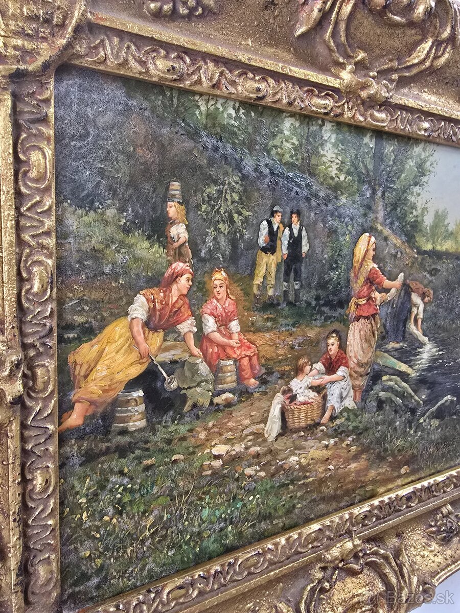 Starožitný obraz maľba na dreve - 11