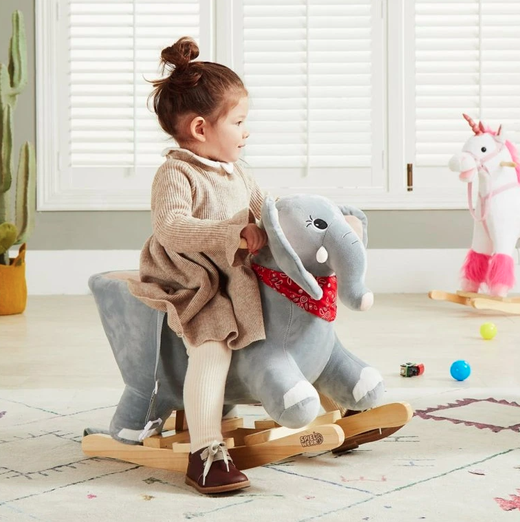 Detský hojdací jednorožec sloník koník so zvukom a baterkami - 11