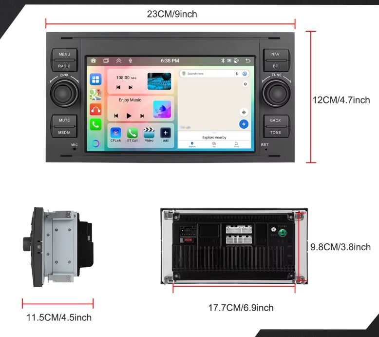 FORD Android rádio 7" 2DIN, CARPLAY 2GB + 64GB - 11