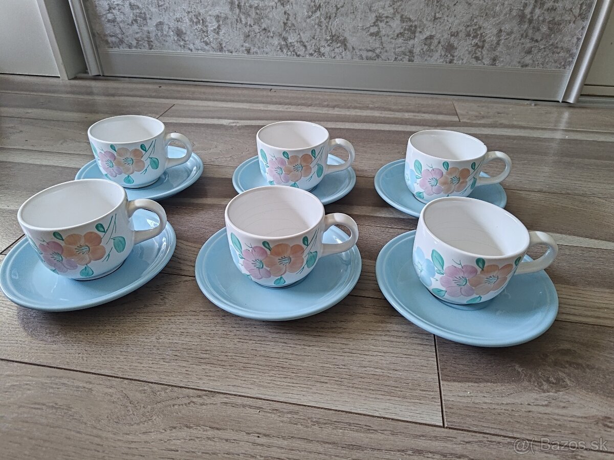 Retro sady na kavu - 6 tanierikov a 6 salok - 11