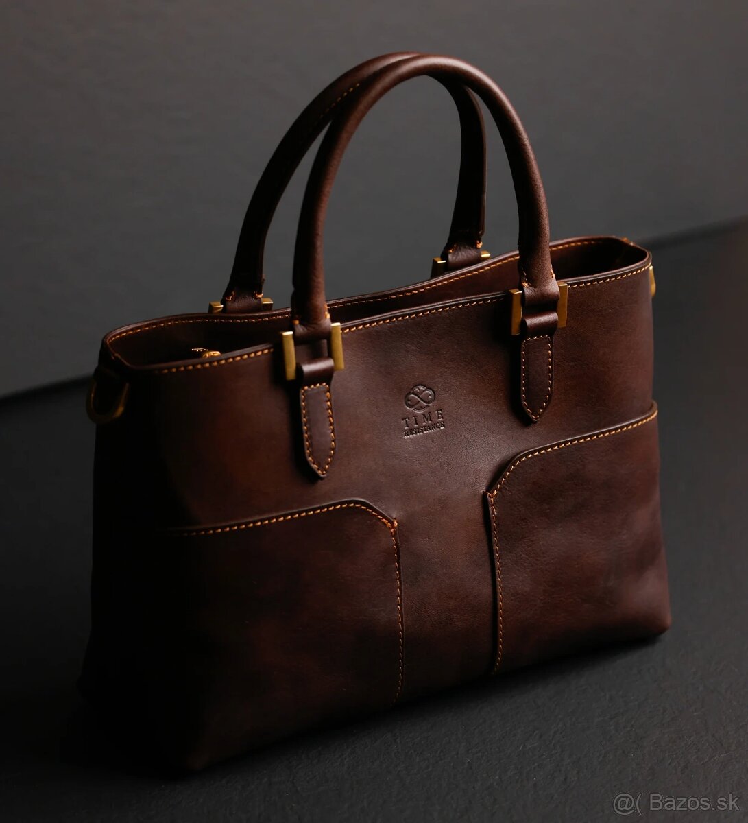 hnedá kožená kabelka - nová - 11