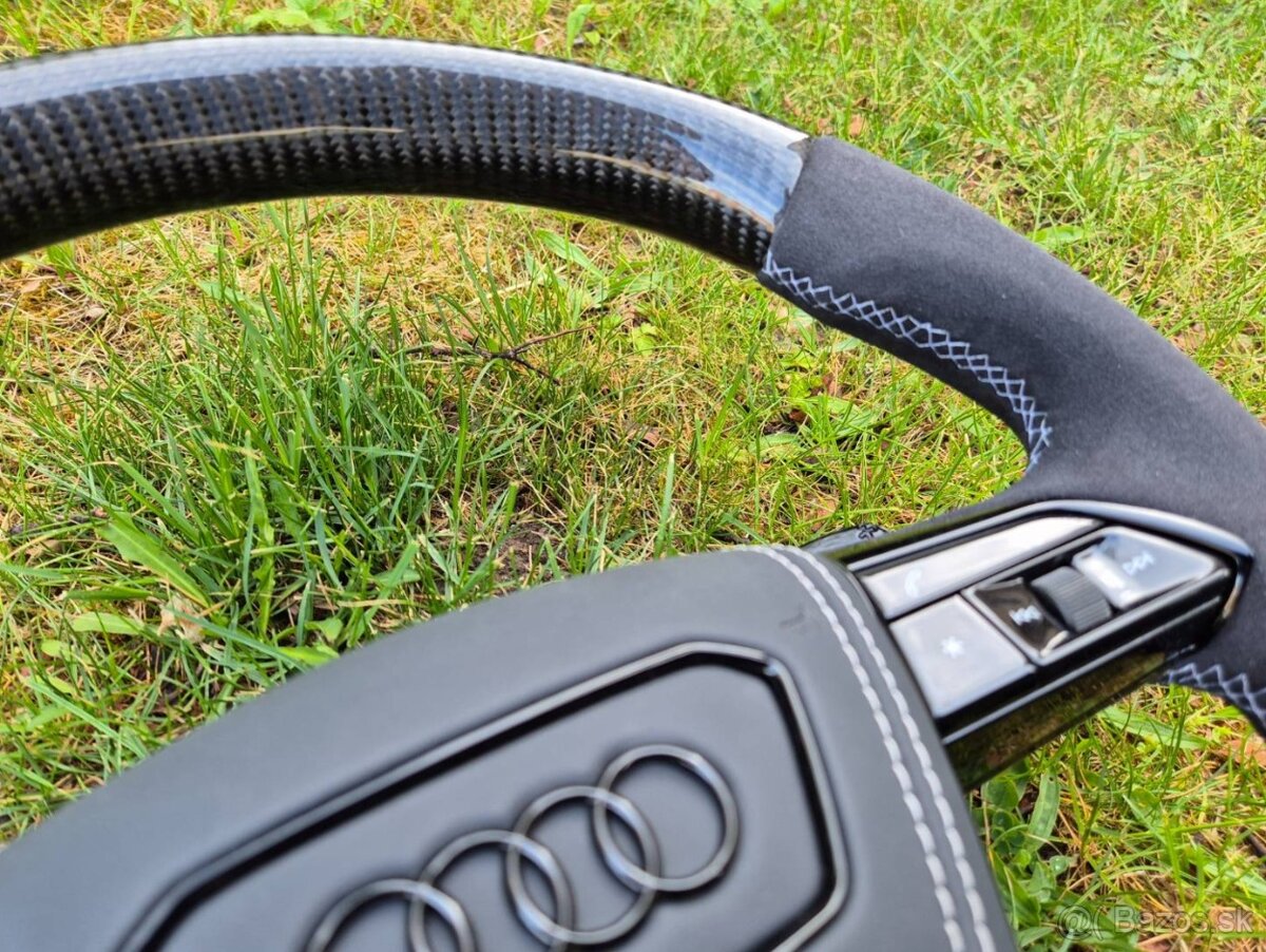 VOLANT AUDI KARBON ALKANTARA ČIERNY PREMIUM DEKOR + RS PADLA - 11