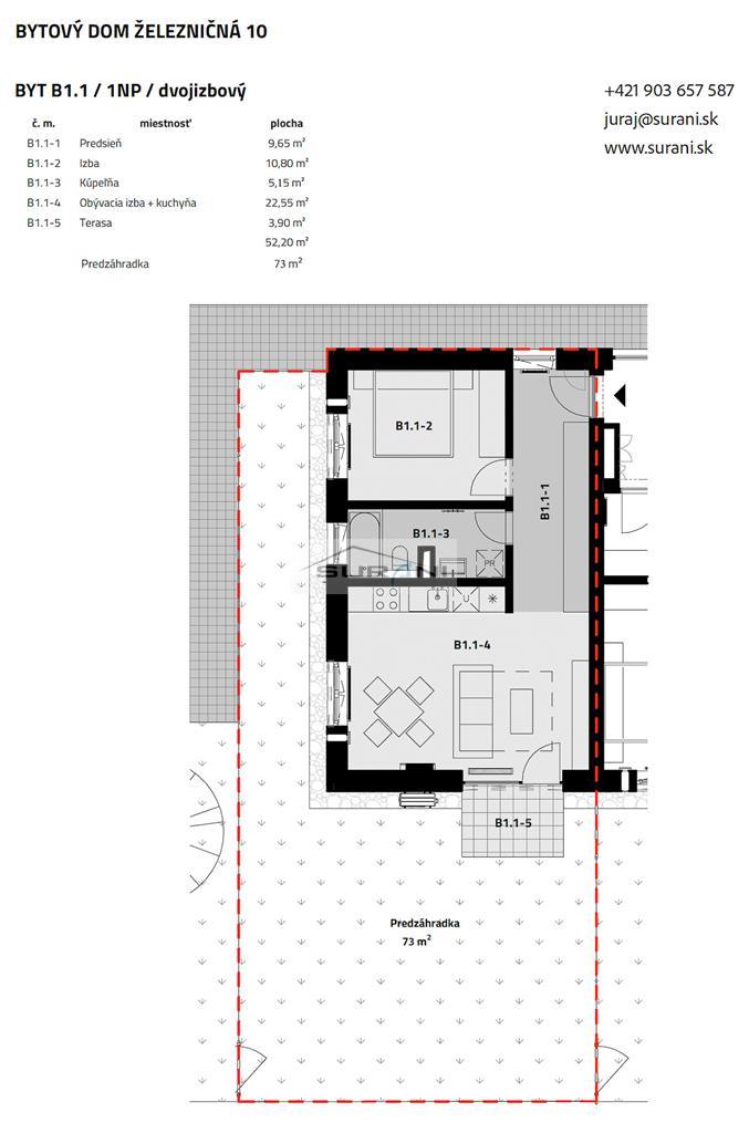 Krásny 2-izbový byt s predzáhradkou 73 m2 a parkovaním v... - 11