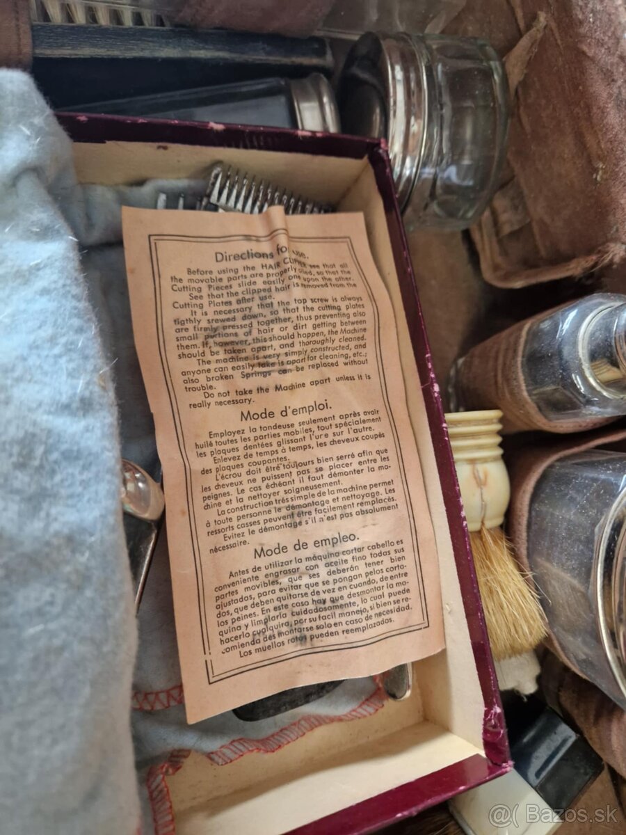 Starožitný kufrík na holenie strihanie - 11