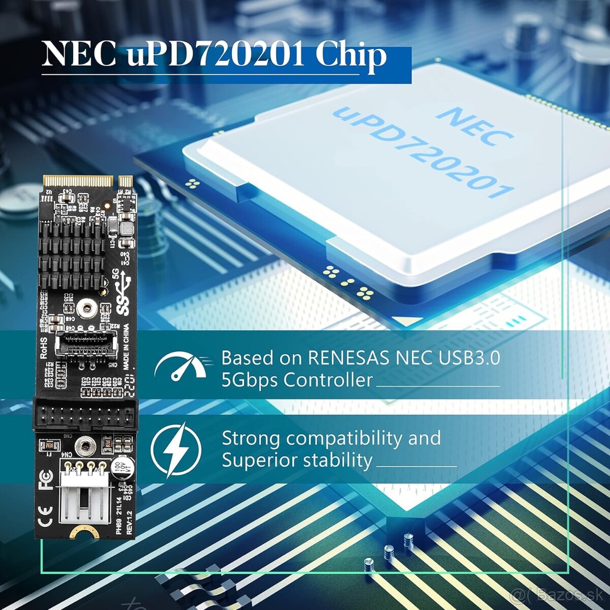5× M.2 M‑Key to USB‑C / USB‑A interný adaptér - 11