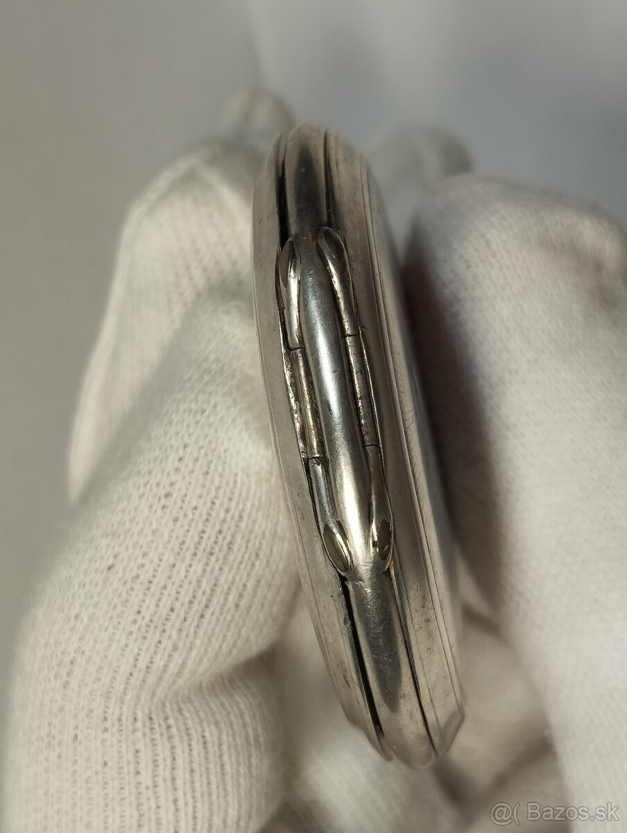 Starožitné pánské tříplášťové celostříbrné kapesní hodinky - 11