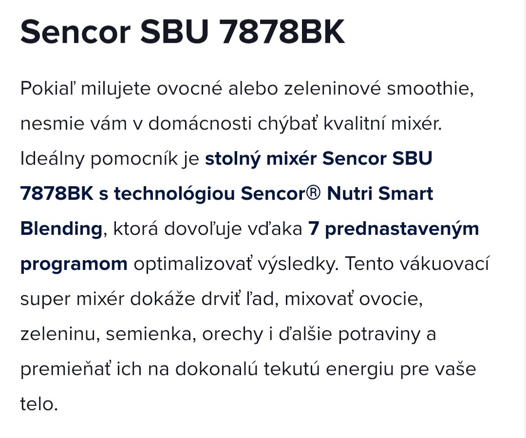 Stolný mixér Sencor SBU 7878BK - 11