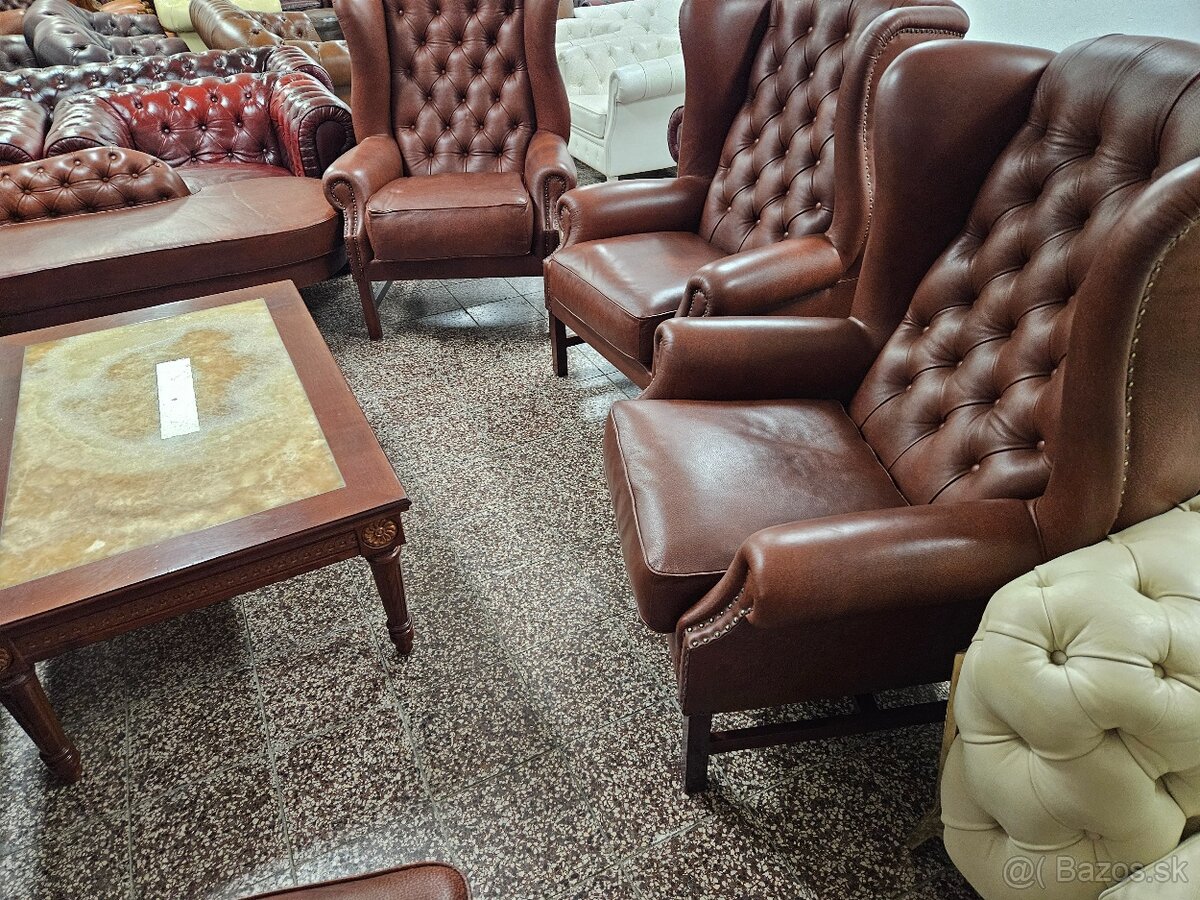 CHESTERFIELD ŠTÝL-WINGBACK-KOŽENÁ SEDAČKA - 11
