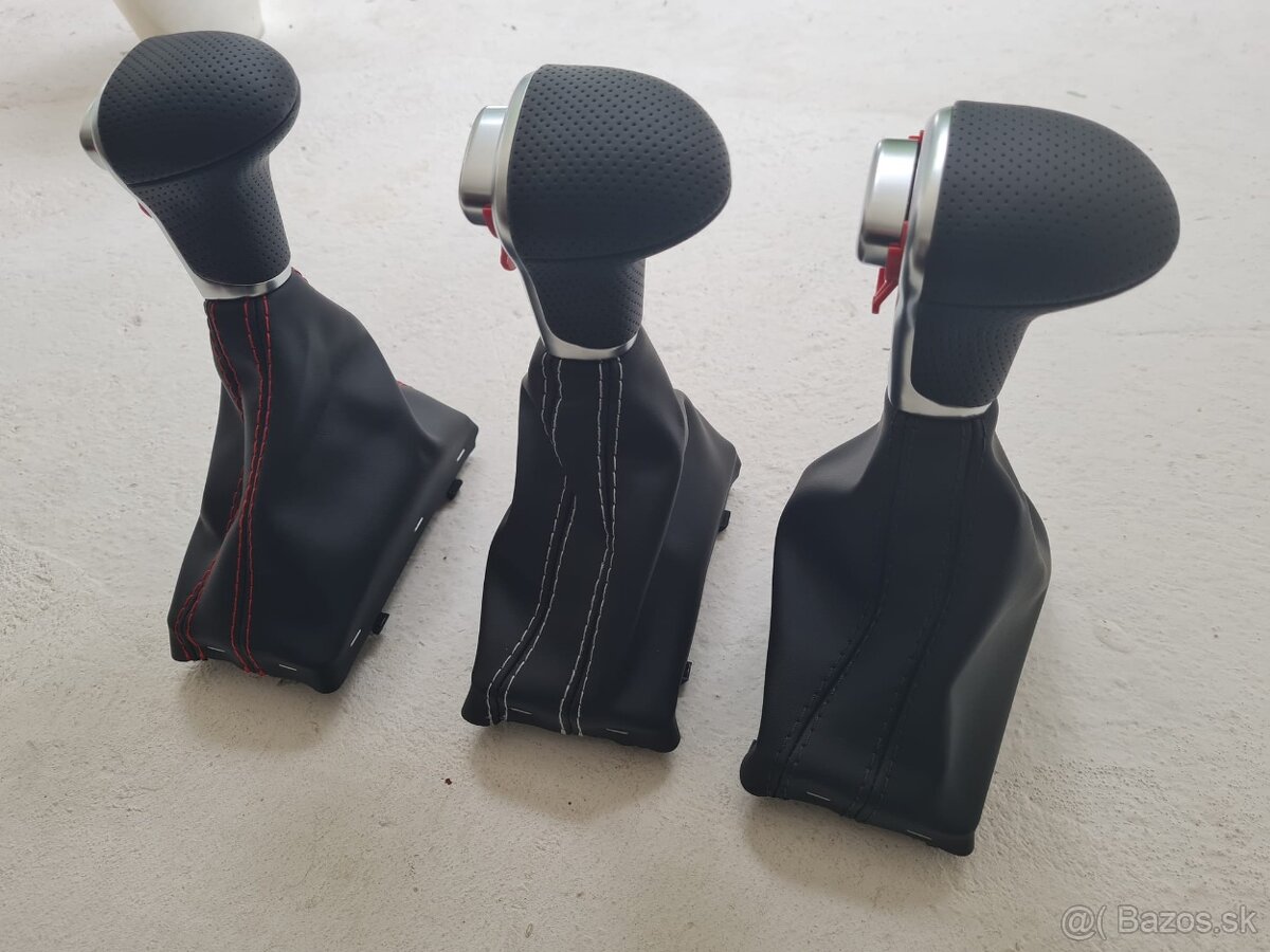 Radiaca páka pre automat AUDI / čierna biela červená nitka - 11