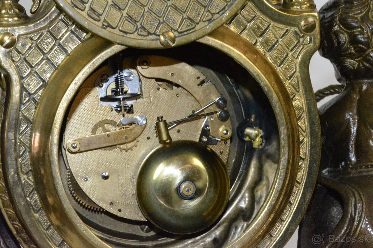 Starožitné krbové hodiny FHS s kentaury+svícny XXL - 11