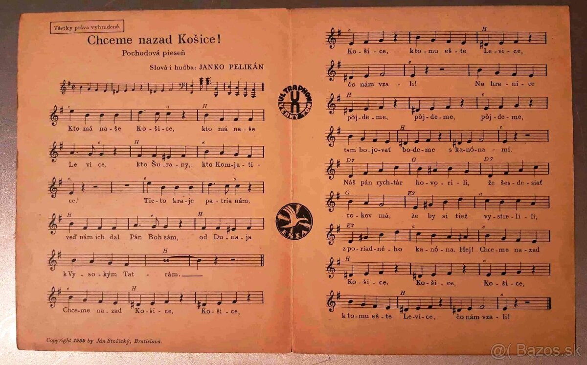 Slovenský štat- predám dobove noty-piesne,rozne..Pochody HG, - 11