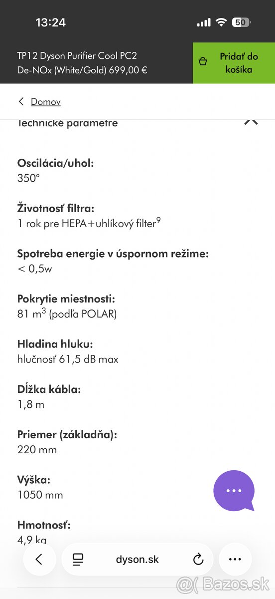 Dyson Purifier Cool PC2 De-NOx TP12 čistička vzduchu - 11