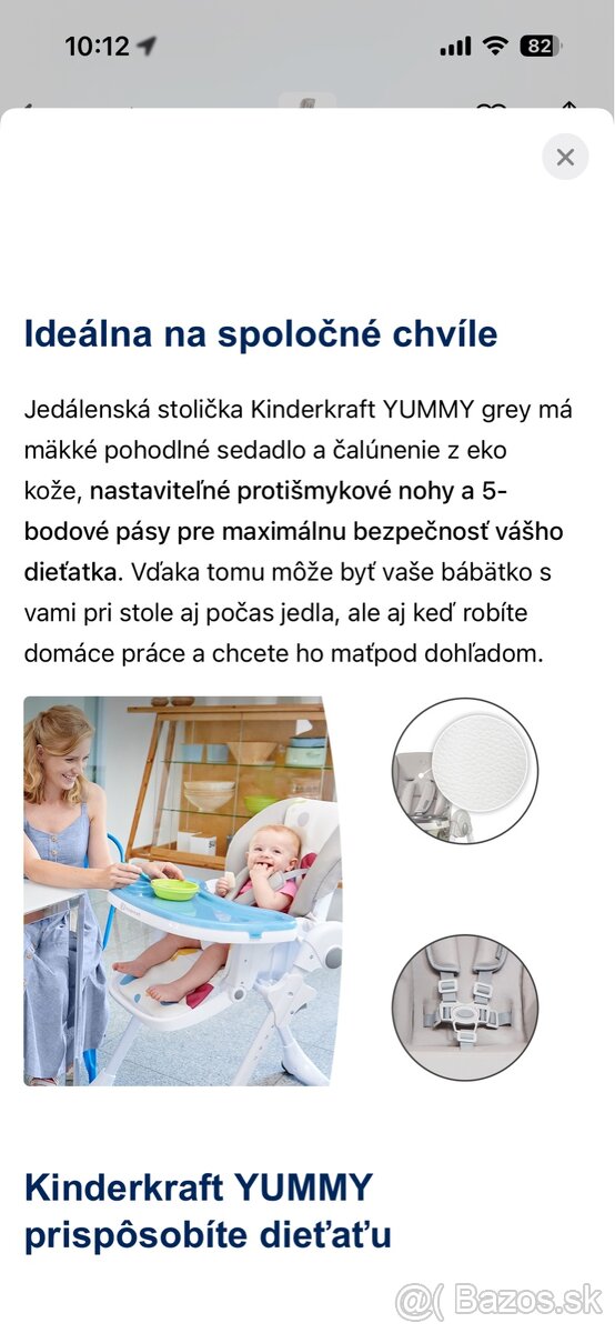 Stolička nakŕmenie KINDERKRAFT YUMMY sivá - 11