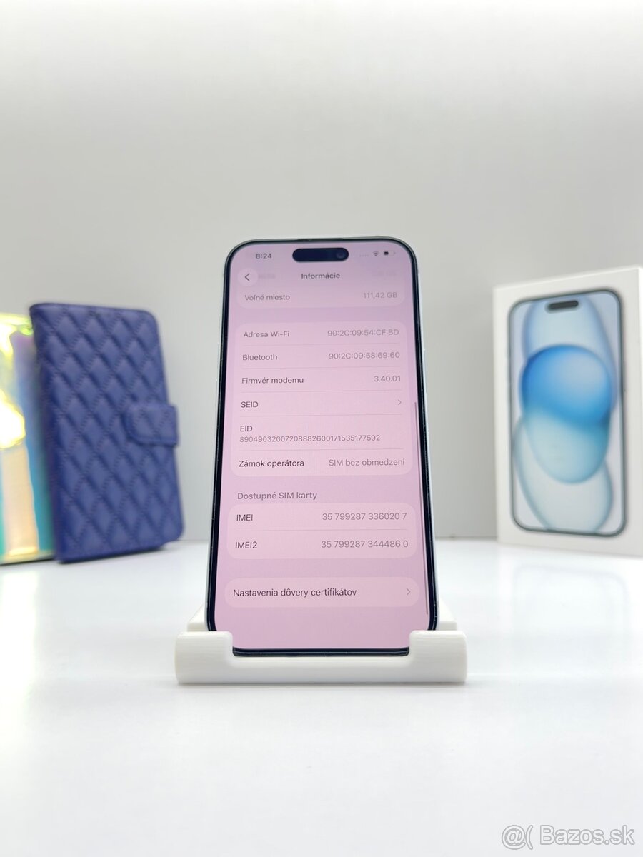 iPhone 15 128GB BLUE ORIGINÁL STAV+PRÍSLUŠENSTVO - 11