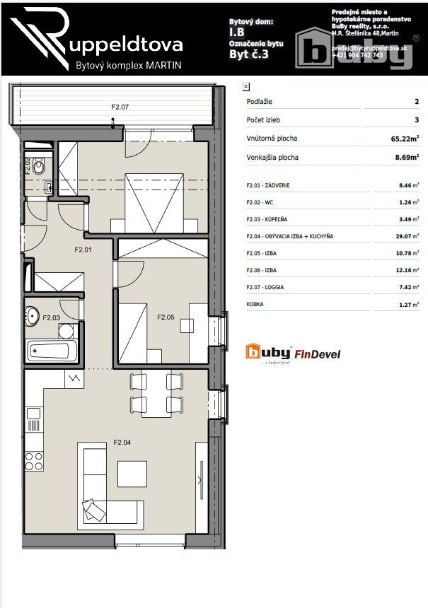 Predám 3 izbový byt č. IB_3F, v novostavbe BYTY RUPPELDTOVA, - 11